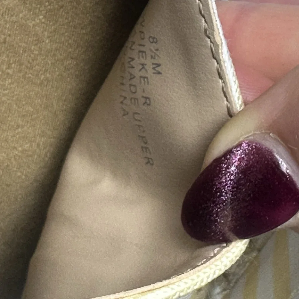 Tommy Hilfiger Pieke‎ Yellow White Striped Espadrille Flats Logo Slip On 8.5M